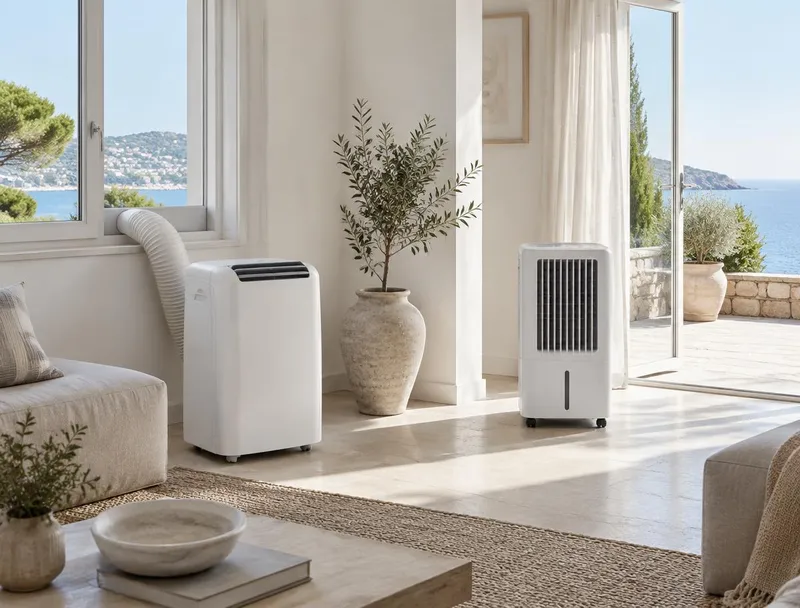 Climatiseur mobile et rafraîchisseur d’air dans un salon